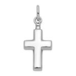 Sterling Silver Rhodium-plated Polished Cross Ash Holder Pendant - Image 3