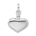 Sterling Silver Rhodium-plated Polished Puffy Heart Ash Holder Pendant - Image 3