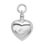 Sterling Silver Rhodium-plated Polished Heart Ash Holder Pendant - Image 6