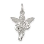 Sterling Silver Polished & Textured Angel Love Pendant