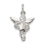Sterling Silver Polished & Textured Angel Love Pendant - Image 4