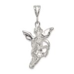Sterling Silver Polished & Textured Flying Angel w/Heart Pendant - Image 4