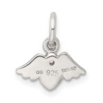 Sterling Silver Rhod-pltd Polished/Satin Heart w/Wings Pink CZ Pendant - Image 4
