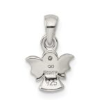 Sterling Silver Rhodium-plated Polished/Satin CZ Angel Pendant - Image 4