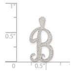 Sterling Silver Polished & Textured Letter B Initial Chain Slide - Image 3