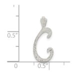 Sterling Silver Polished & Textured Letter C Initial Chain Slide - Image 3