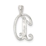 Sterling Silver Polished & Textured Letter D Initial Chain Slide - Image 4