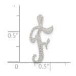 Sterling Silver Polished & Textured Letter F Initial Chain Slide - Image 4