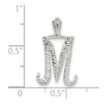 Sterling Silver Polished & Textured Letter M Initial Chain Slide - Image 4
