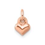 Sterling Silver Rose-tone Polished Puffed Heart Pendant