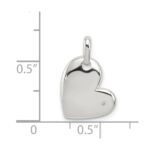 Sterling Silver Polished Diamond Heart Pendant - Image 3