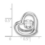 Sterling Silver Platinum-plated Vibrant CZ Heart Pendant - Image 4