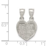 Sterling Silver Polished Mini Best Friends Break Away Heart Pendant - Image 3