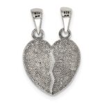 Sterling Silver Antiqued Mini Best Friends Break Away Heart Pendant - Image 4