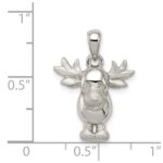 Sterling Silver Rhodium-plated Polished/Satin Moose Pendant - Image 3