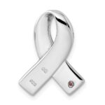 Sterling Silver Rhodium-plated Pink CZ Awareness Ribbon Pendant - Image 3