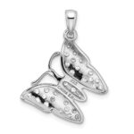Sterling Silver Rhodium-plated CZ Butterfly Pendant - Image 3