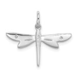 Sterling Silver Rhodium-plated CZ Dragonfly Pendant - Image 4