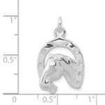 Sterling Silver Polished Horseshoe with Horse Head Pendant - Image 3