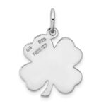 Sterling Silver Rhodium-plated Polished/Textured 4 Leaf Clover Pendant - Image 3
