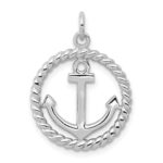 Sterling Silver Rhodium-plated Anchor Pendant