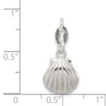 Sterling Silver Polished & Satin Seashell Charm - Image 3
