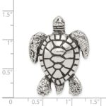 Sterling Silver Antiqued & Textured Turtle Chain Slide Pendant - Image 3