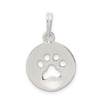 Sterling Silver Polished Paw Print Pendant - Image 4
