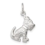 Sterling Silver Polished and Textured Dog Pendant