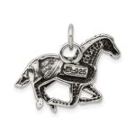 Sterling Silver Antiqued & Textured Horse Pendant - Image 4