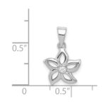 Sterling Silver Rhodium-plated Flower with CZ Pendant - Image 3