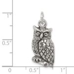 Sterling Silver Antiqued & Textured Perched Owl Pendant - Image 3