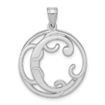 Sterling Silver Rhodium-plated Fancy Script Letter C Initial Pendant
