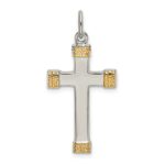 Sterling Silver & Gold-plated Polished Cross Pendant
