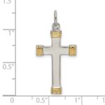Sterling Silver & Gold-plated Polished Cross Pendant - Image 4