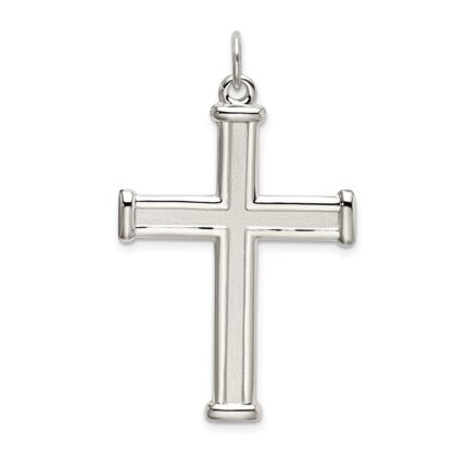 Sterling Silver Polished and Satin Cross Pendant