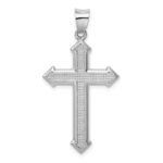 Sterling Silver Rhodium-plated Textured & Polished Cross Pendant