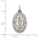 Sterling Silver Satin Antiqued Spanish Lady of Guadalupe Medal Pendant - Image 4
