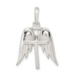 Sterling Silver Polished Wings And Cross Pendant