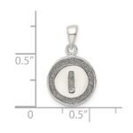 Sterling Silver Glitter Enamel Letter I Initial Circle Pendant - Image 3