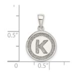 Sterling Silver Glitter Enamel Letter K Initial Circle Pendant - Image 3
