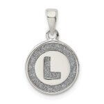 Sterling Silver Glitter Enamel Letter L Initial Circle Pendant
