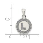 Sterling Silver Glitter Enamel Letter L Initial Circle Pendant - Image 3