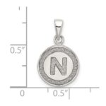 Sterling Silver Glitter Enamel Letter N Inital Circle Pendant - Image 3