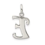 Sterling Silver Polished Glitter Enamel Letter E Initial Charm - Image 4