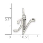 Sterling Silver Polished Glitter Enamel Letter N Initial Charm - Image 3