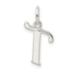 Sterling Silver Polished Glitter Enamel Letter T Initial Charm - Image 4