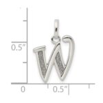Sterling Silver Polished Glitter Enamel Letter W Initial Charm - Image 3