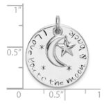 Sterling Silver Rhodium-plated Love You To Moon & Back Pendant - Image 4