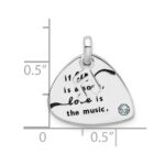Sterling Silver RH-plate Crystal Antique Guitar Pick Pendant - Image 4